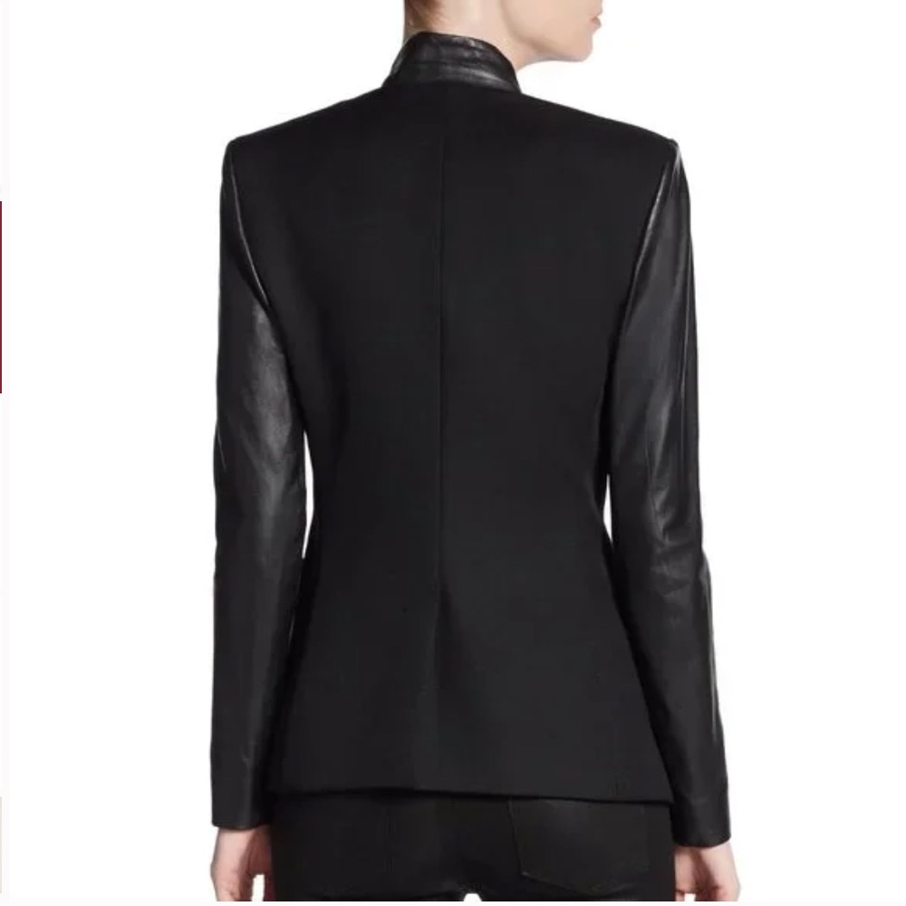NWT Helmut Lang Crux Leather-Sleeved Wool Blazer - Picture 2 of 6